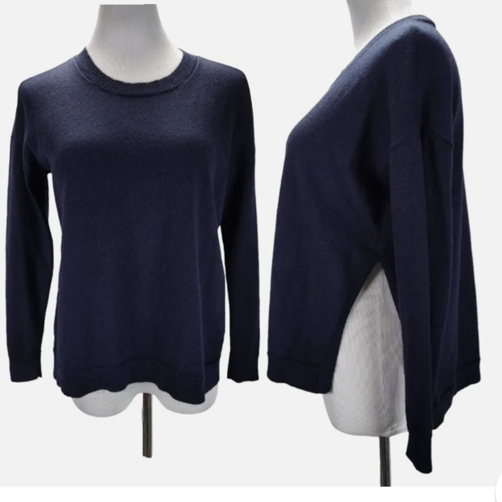 Eileen Fisher 100% Merino Wool Slide Slit Crewneck Sweater 1X Black